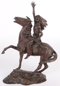 ERNEST BERKE 'RALLYING HIS WARRIORS' BRONZE SCLPT
