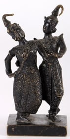 BRONZE THAI- SIAMESE DANCING COUPLE SCULPTURE
