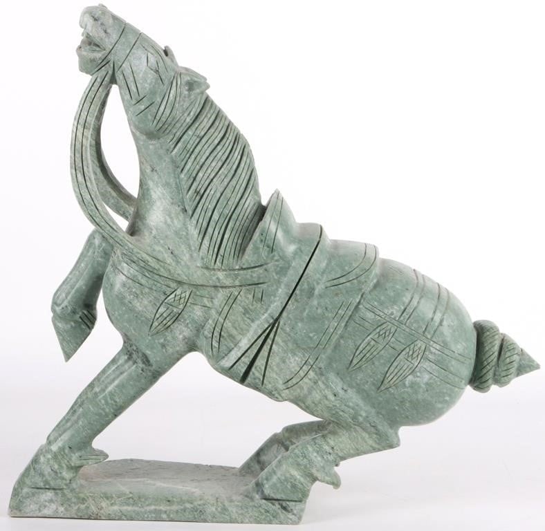 VINTAGE SOAPSTONE CARVED WAR HORSE STATUE (1 of 5)
