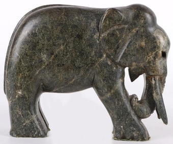 6.5' HAND CARVED NEPHRITE ELEPHANT STATUE