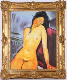 AMADEO MODIGLIANI (1884-1920) OIL 'SEATED NUDE'
