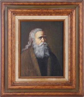 SIGNED DAVID PELBAM PORTRAIT OIL ON CANVAS FRAMED: Signed David Pelbam portrait oil on canvas framed. This painting is in a thick wood frame.Size: 15" x 17" x 2.75"Condition: Very fine