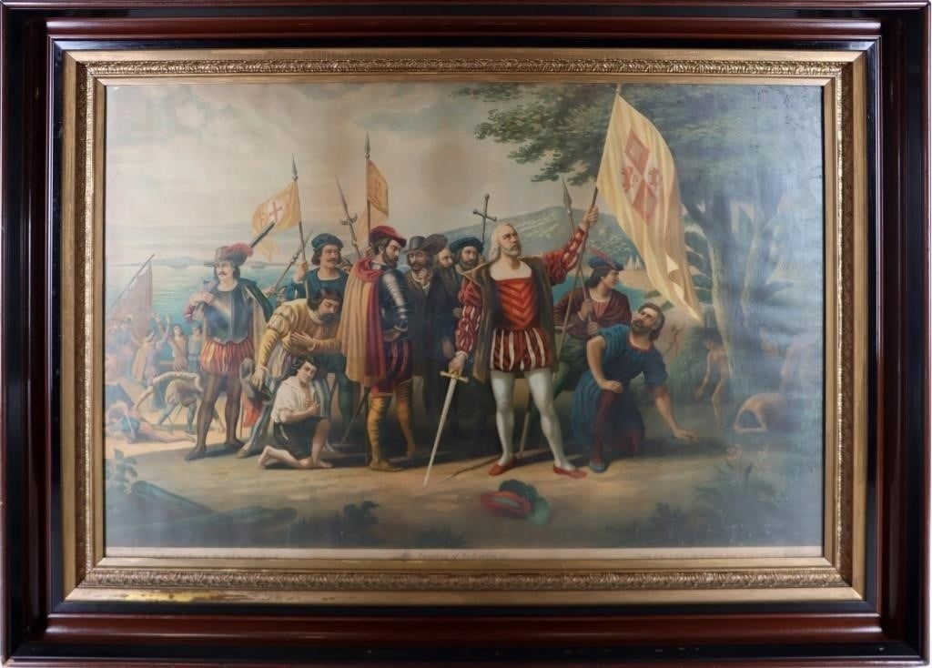 ANTIQUE LANDING OF COLUMBUS ETCHING - VANDERLYN (1 of 6)
