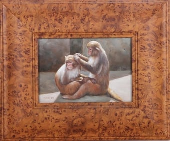MARTEN SIGNED ORIGINAL MONKEY OIL PAINTING