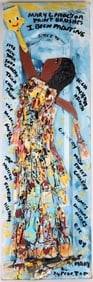MARY L. PROCTOR 'PAINT BRUSHES' OIL ON DOOR