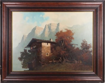 ORIGINAL SIGNED COTTAGE VICTORIAN OIL PAINTING