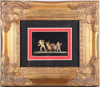 RAGO GIOVANNI CHERUBS WITH GOAT PAINTING FRAMED