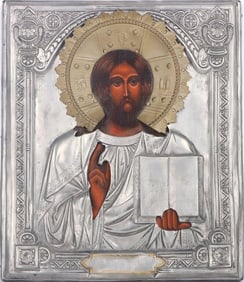 ANTIQUE ORTHODOX RUSSIAN ICON CHRIST PANTOCRATOR