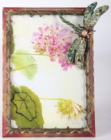 SIGNED JAY STRONGWATER DRAGONFLY ENAMEL FRAME