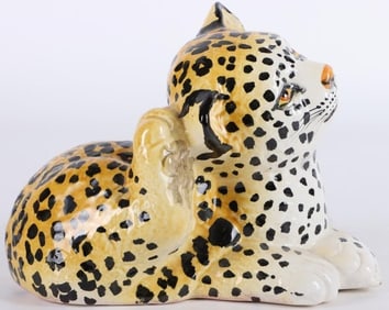 VINTAGE ART POTTERY CHEETAH CUB FIGURINE