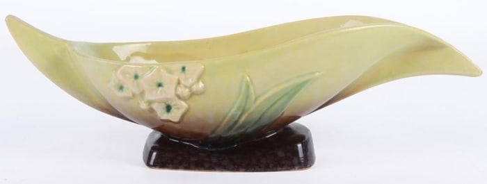 ROSEVILLE WINCRAFT GREEN ART DECO CONSOLE BOWL