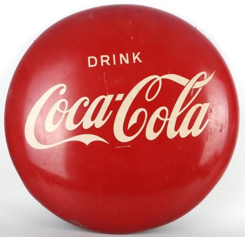ORIGINAL COCA-COLA 'DRINK' METAL BUTTON SIGN (1 of 4)