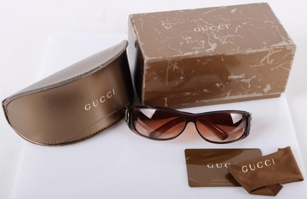 GUCCI 2597 BROWN SUNGLASSES WITH CASE & CLOTH