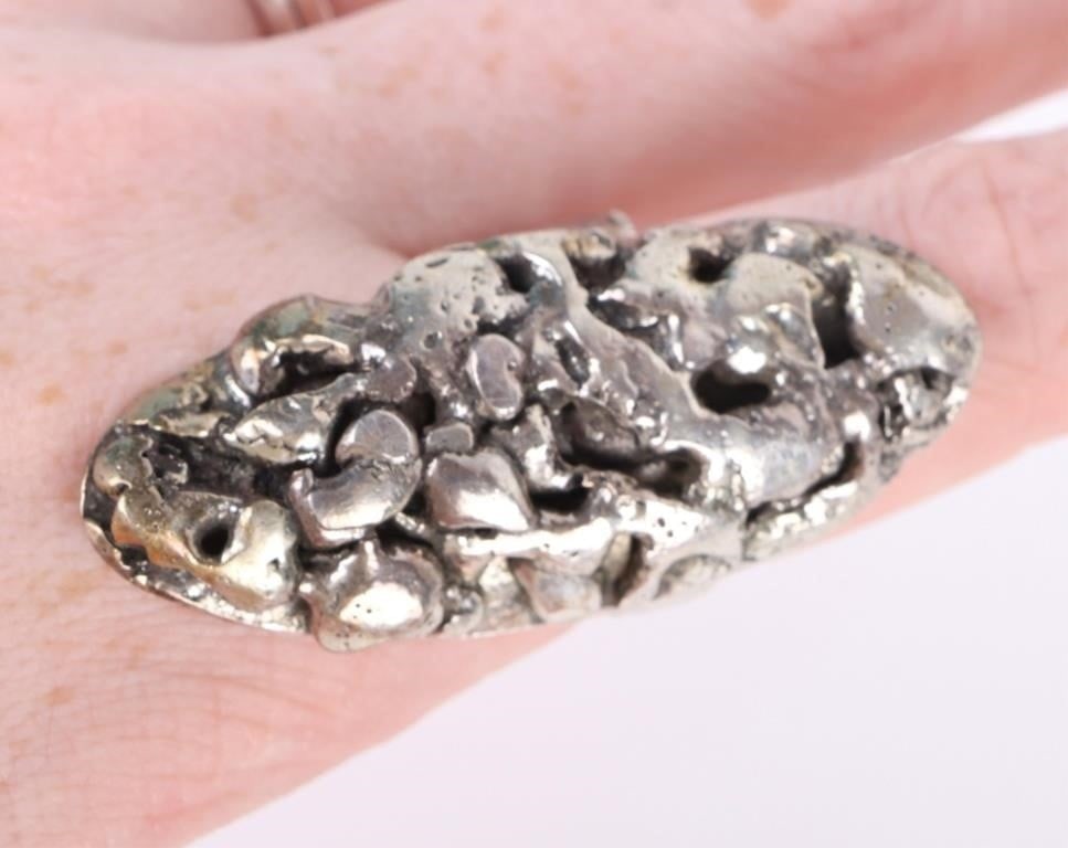 SIGNED BRUTALIST STERLING SILVER UNISEX RING (1 of 3)