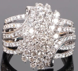 3.15CTW DIAMOND WATERFALL RING IN 10K WHITE GOLD