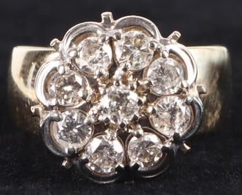 1.01CTW DIAMOND FLOWER 10K GOLD LADIES RING