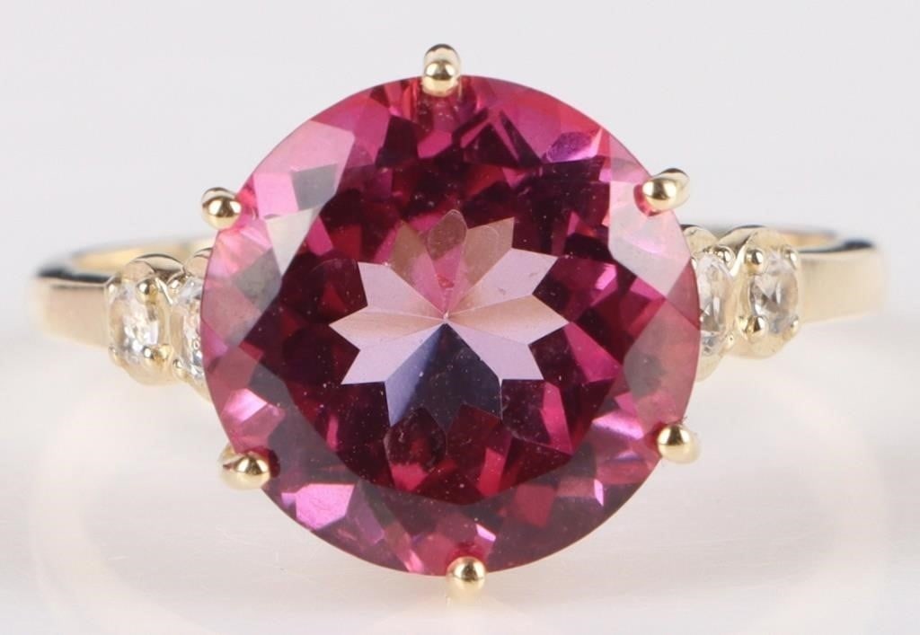 GORGEOUS 6CT RUBY & WHITE TOPAZ LADIES RING (1 of 4)