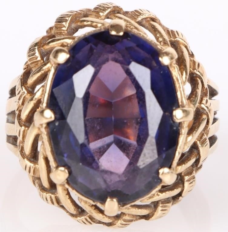 16.0 X 12.0MM PARTI SAPPHIRE 10K YELLOW GOLD RING (1 of 3)
