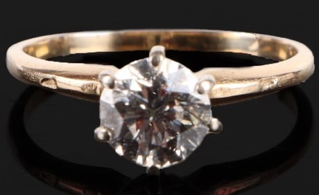 1CT NATURAL DIAMOND SOLITAIRE 14K GOLD RING