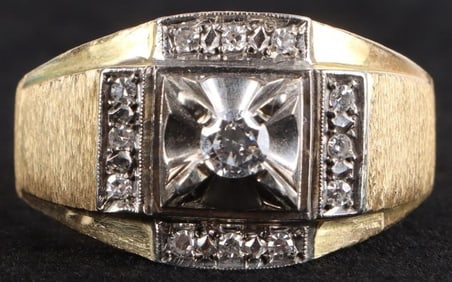 14K YELLOW GOLD NATURAL & LAB DIAMOND MEN'S RING