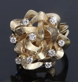 VINTAGE 14K YELLOW GOLD .63CTW DIAMOND LADIES RING