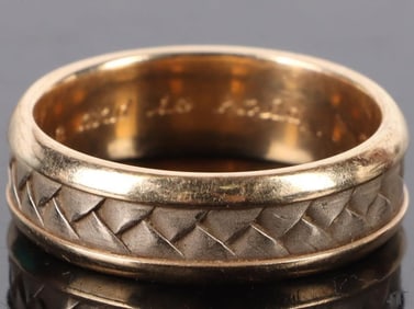 14K YELLOW GOLD ENGRAVED MEN'S RING