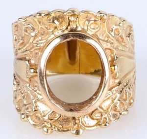 14K YELLOW GOLD SOLID LADIES RING SETTING