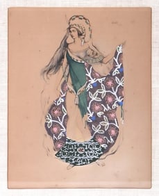 LEON BAKST BALLET RUSSE 'POCHOIR' DESIGN GOUACHE