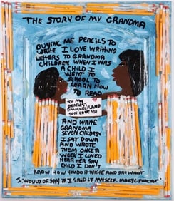 MARY L. PROCTOR 'GRANDMA'S STORY' OIL ON DOOR