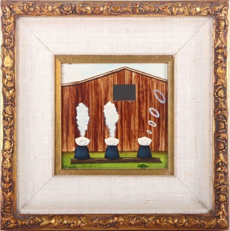 FRANK WHIPPLE SIGNED 'SMOKE RINGS' OIL PAINTING (1 of 5)