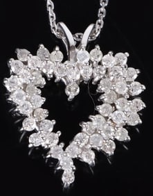 2.7CTW DIAMOND HEART & 14K WHITE GOLD NECKLACE
