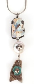 STERLING SILVER BRUTALIST-STYLE OPAL NECKLACE