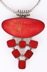 RED CORAL SOUTHWEST STYLE LADIES NECKLACE