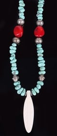 SAKI JAPANESE STERLING & TURQUOISE NECKLACE