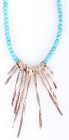 STERLING SILVER & BEAD FASHION NECKLACE