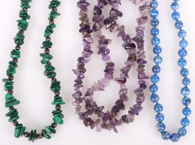 BEAUTIFUL VINTAGE GEMSTONE NECKLACES LOT OF 3