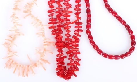VINTAGE BEAUTIFUL CORAL NECKLACES LOT OF 3