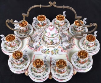 VINTAGE R. CAPODIMONTE COMPLETE DEMITASSE TEA SET