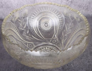 VINTAGE RADIANT DAISY GLASS PUNCH BOWL