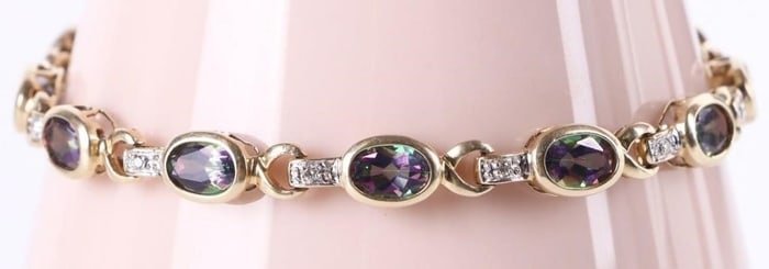 MYSTIC TOPAZ & DIAMOND 14K YELLOW GOLD BRACELET
