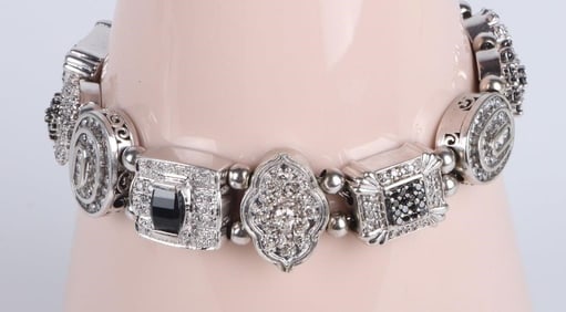 6.5CTW DIAMONDS 14K WHITE GOLD SLIDE BRACELET