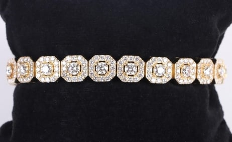 9.80CTW NATURAL DIAMOND 14K GOLD BRACELET