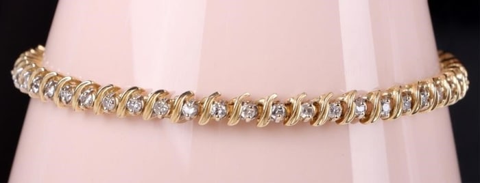14K YELLOW GOLD DIAMOND LADIES BRACELET