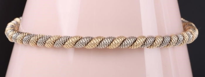 14K YELLOW & WHITE GOLD ROPE CHAIN UNISEX BRACELET