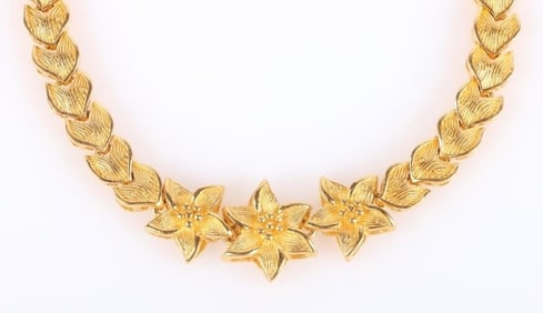 24K GOLD FLOWER CHAIN DESIGN LADIES BRACELET