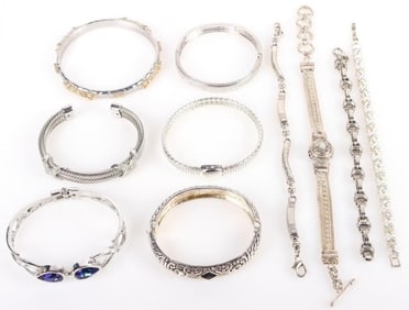 VINTAGE SILVER-TONE LADIES BRACELET LOT OF 10