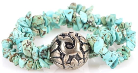 UNIQUE TRIPLE STRAND TURQUOISE FASHION BRACELET