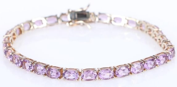 8.70CTW AMETHYST STERLING SILVER LADIES BRACELET