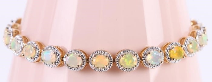 YELLOW OPAL DIAMOND VERMEIL STERLING BRACELET
