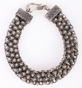 ANTIQUE FLORAL STERLING SILVER LADIES BRACELET